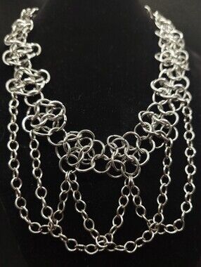 Stainless Steel Multi-Strand Chainmaille Statement Necklace